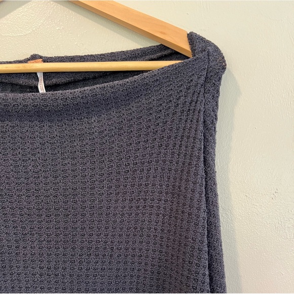 Free People black waffle knit bat wing sweater - Picture 6 of 6